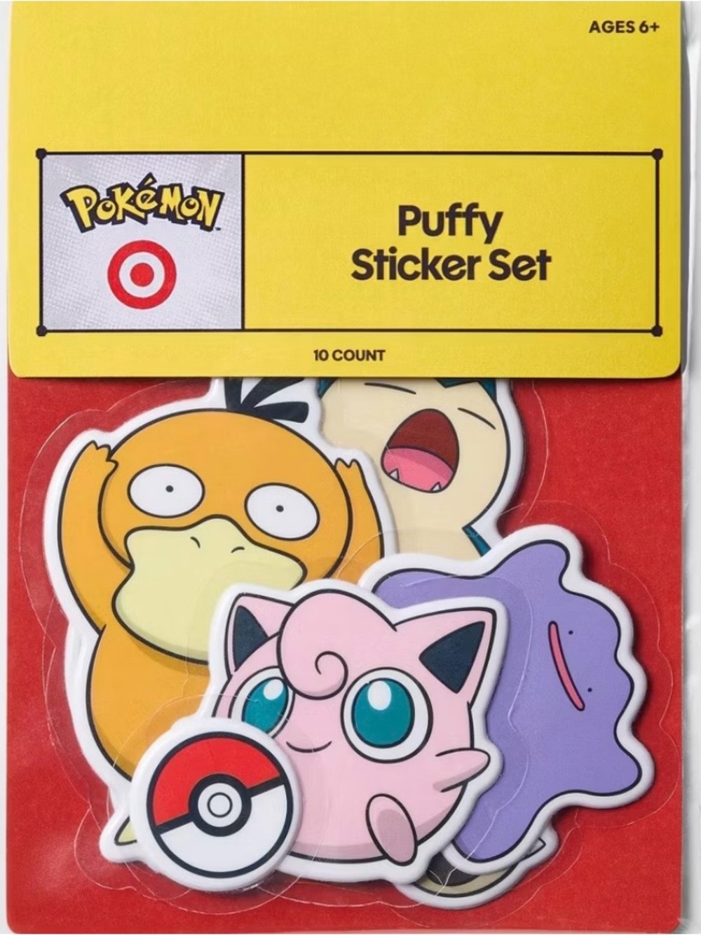Pokemon Puffy Sticker Set - Pink, Yellow, Purple, Red, Cream, Blue